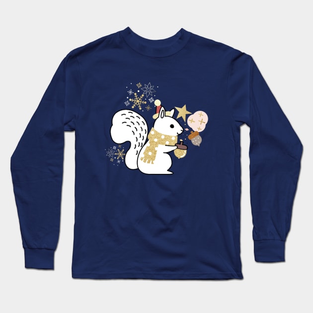 Winter Squirrel Long Sleeve T-Shirt by Kiroiharu